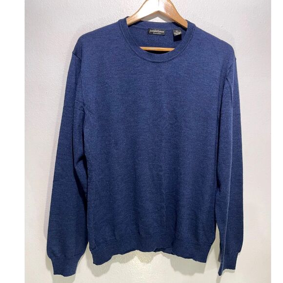 Joseph & Lyman made in Italy sweater 100% extra fine merino wool blue men XL - Picture 1 of 6